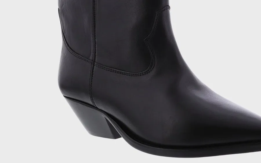 Pointed Toe Block Heeled Ankle Boots