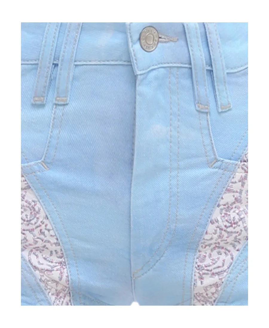 Neida Denim Patchwork Shorts