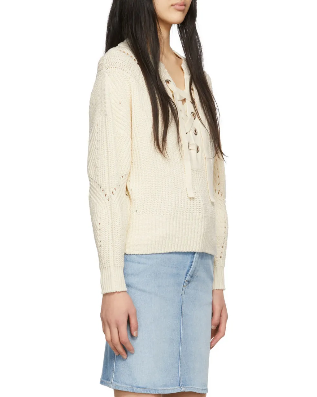 Lace-Up Ribbed-Knit Jumper