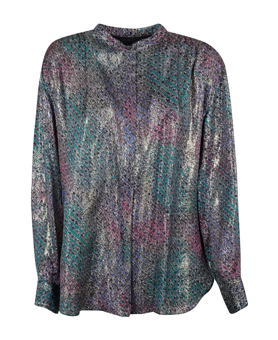 Long-Sleeved Stand-Neck Shirt