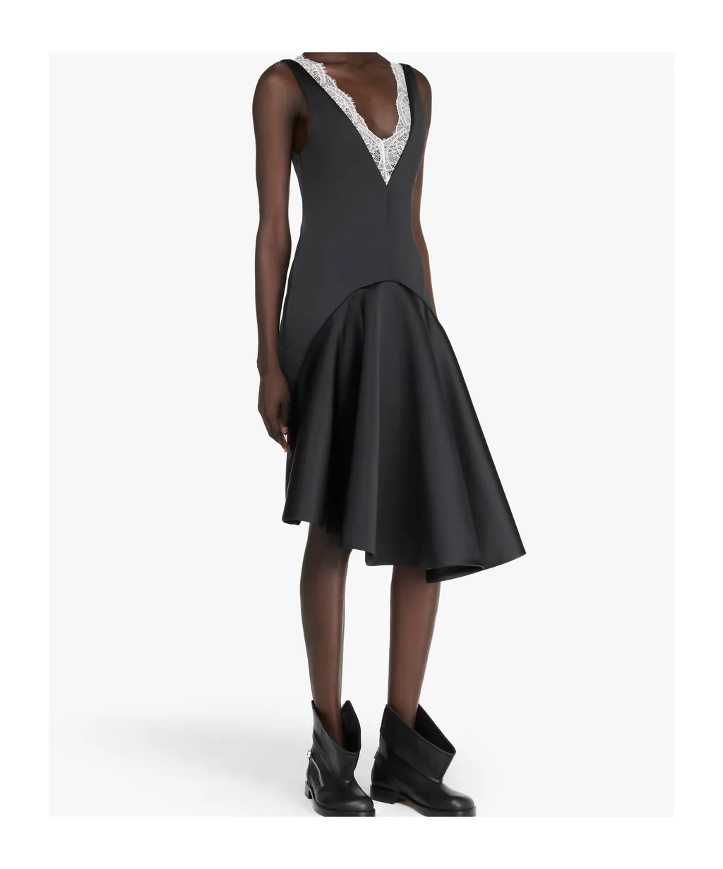 Draped Hemline V-Neck Dress
