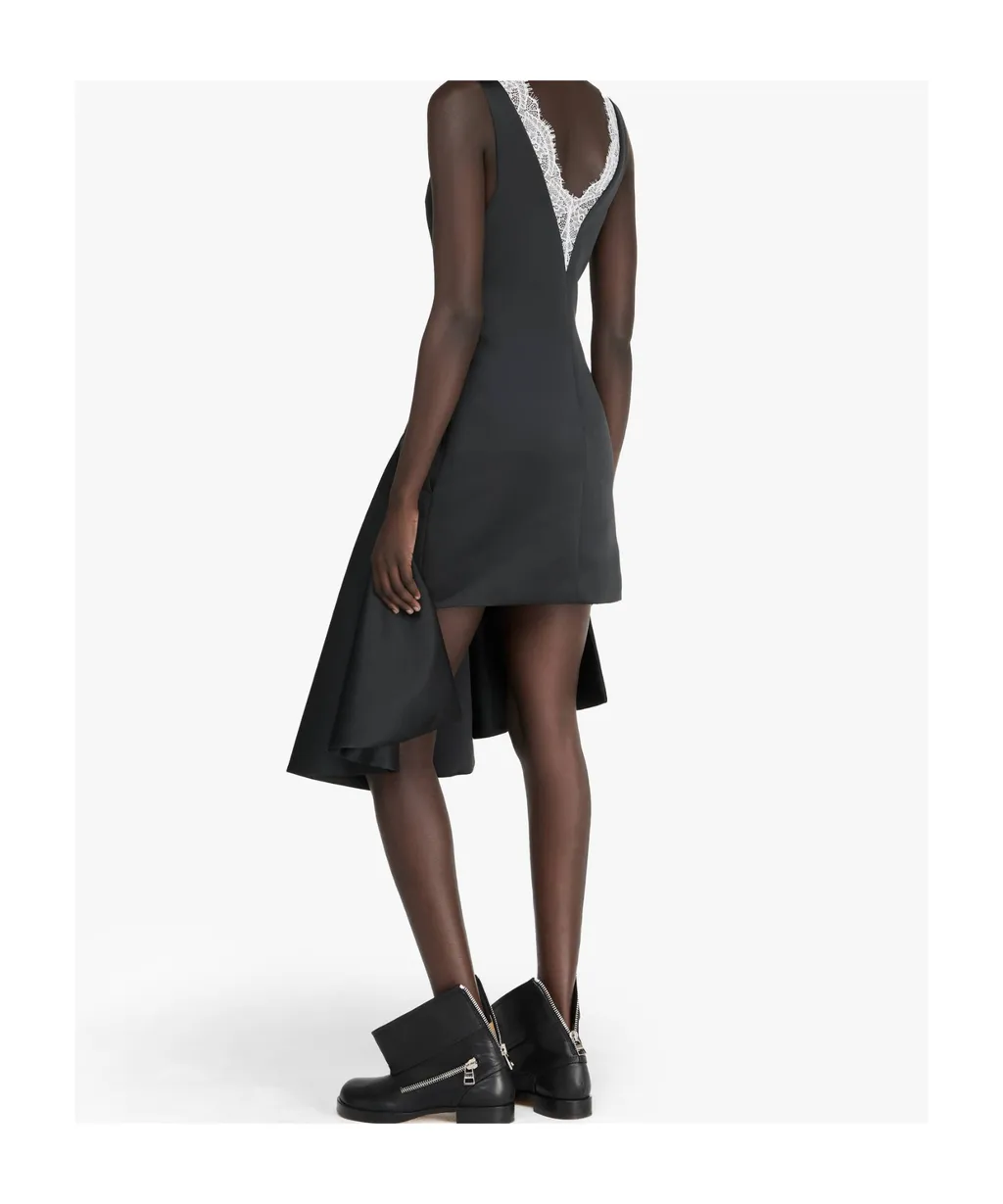 Draped Hemline V-Neck Dress