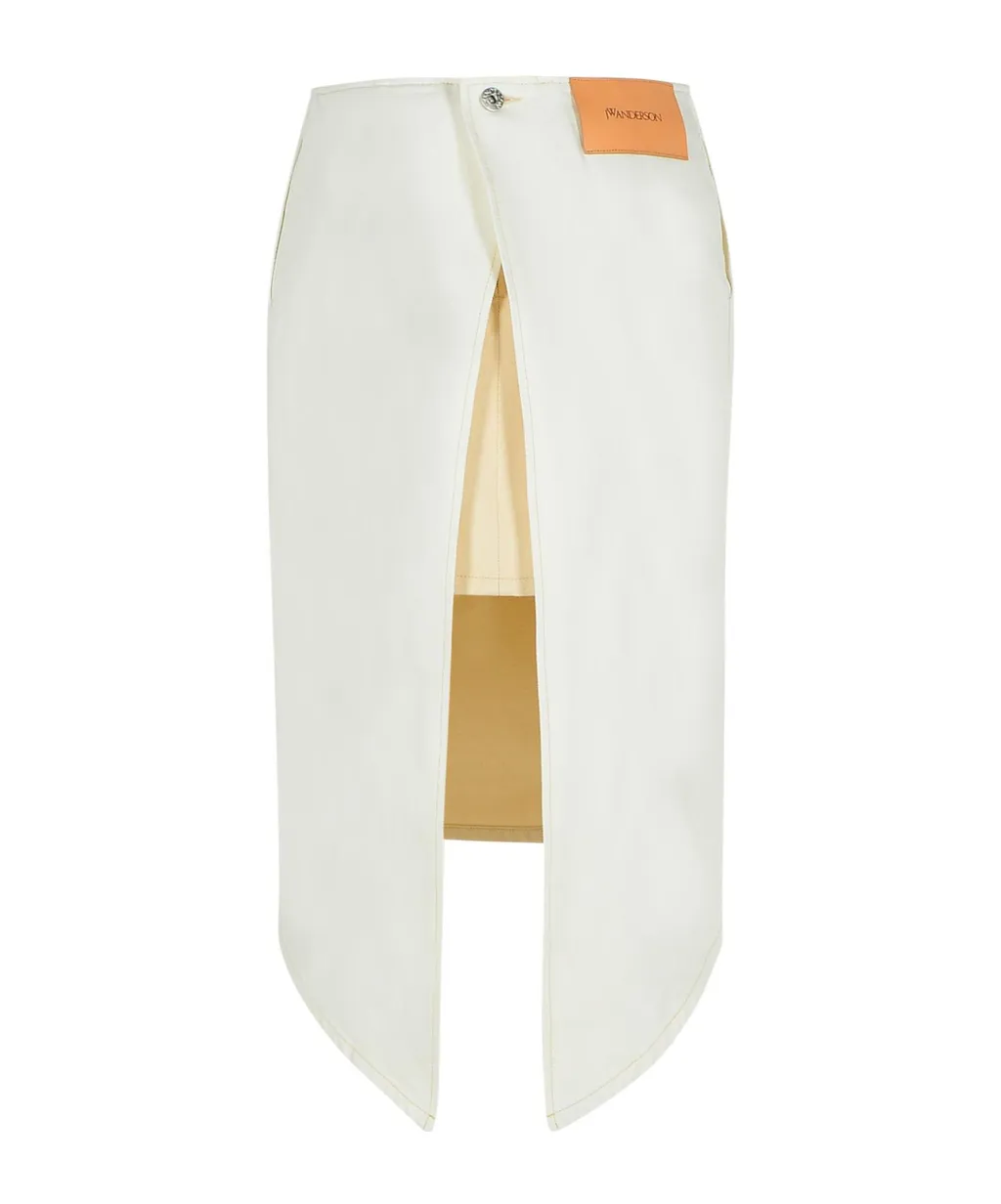 Contrast Topstitched Skirt