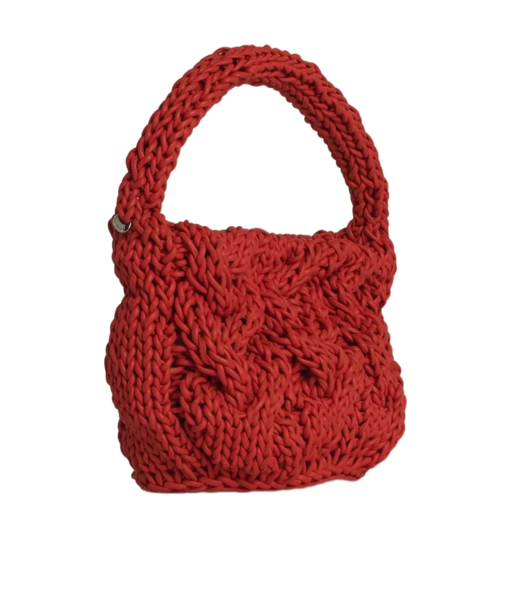 Small Cable Knitted Top Handle Bag