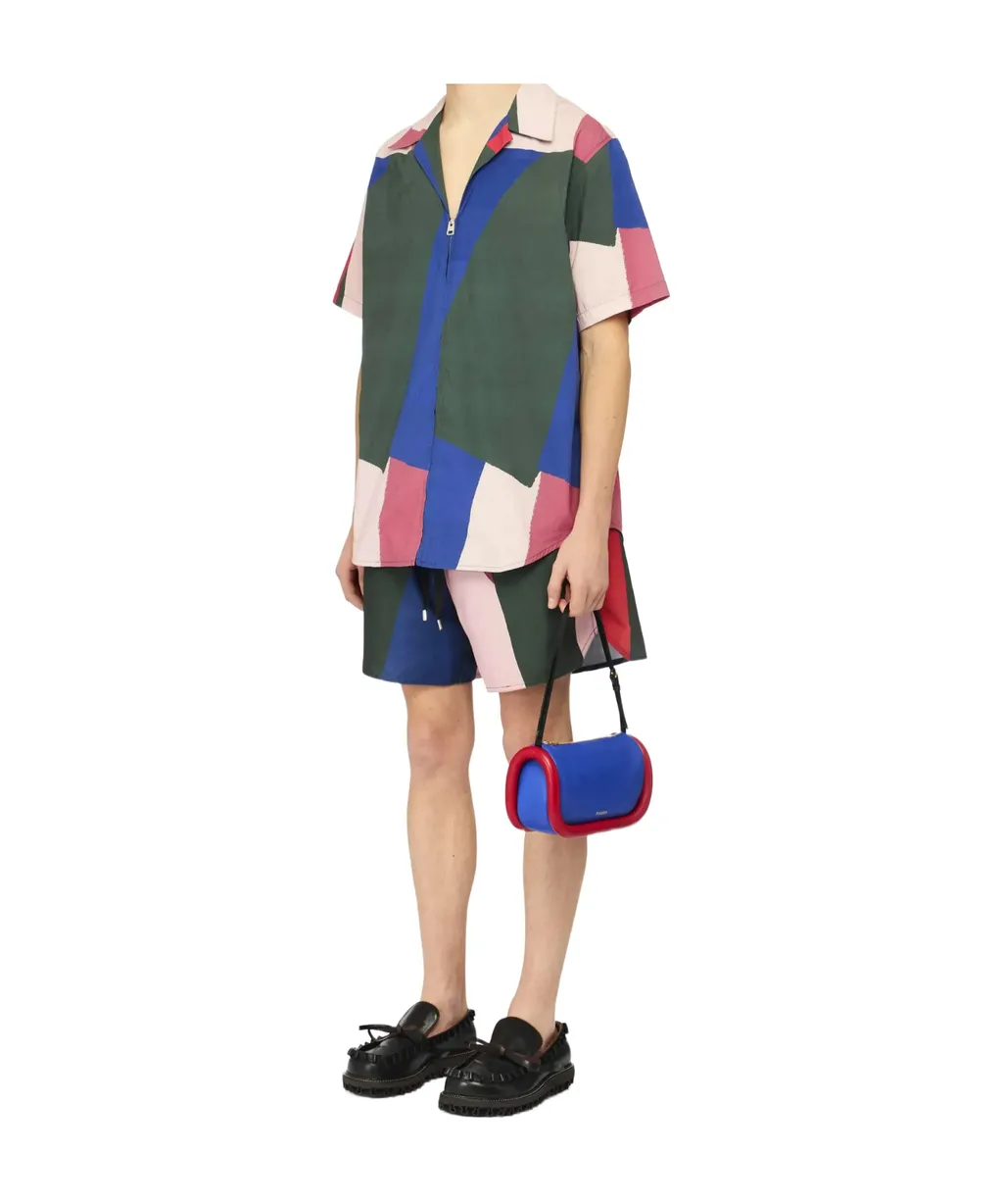 Zipped Short-Sleeve Printed Shirt