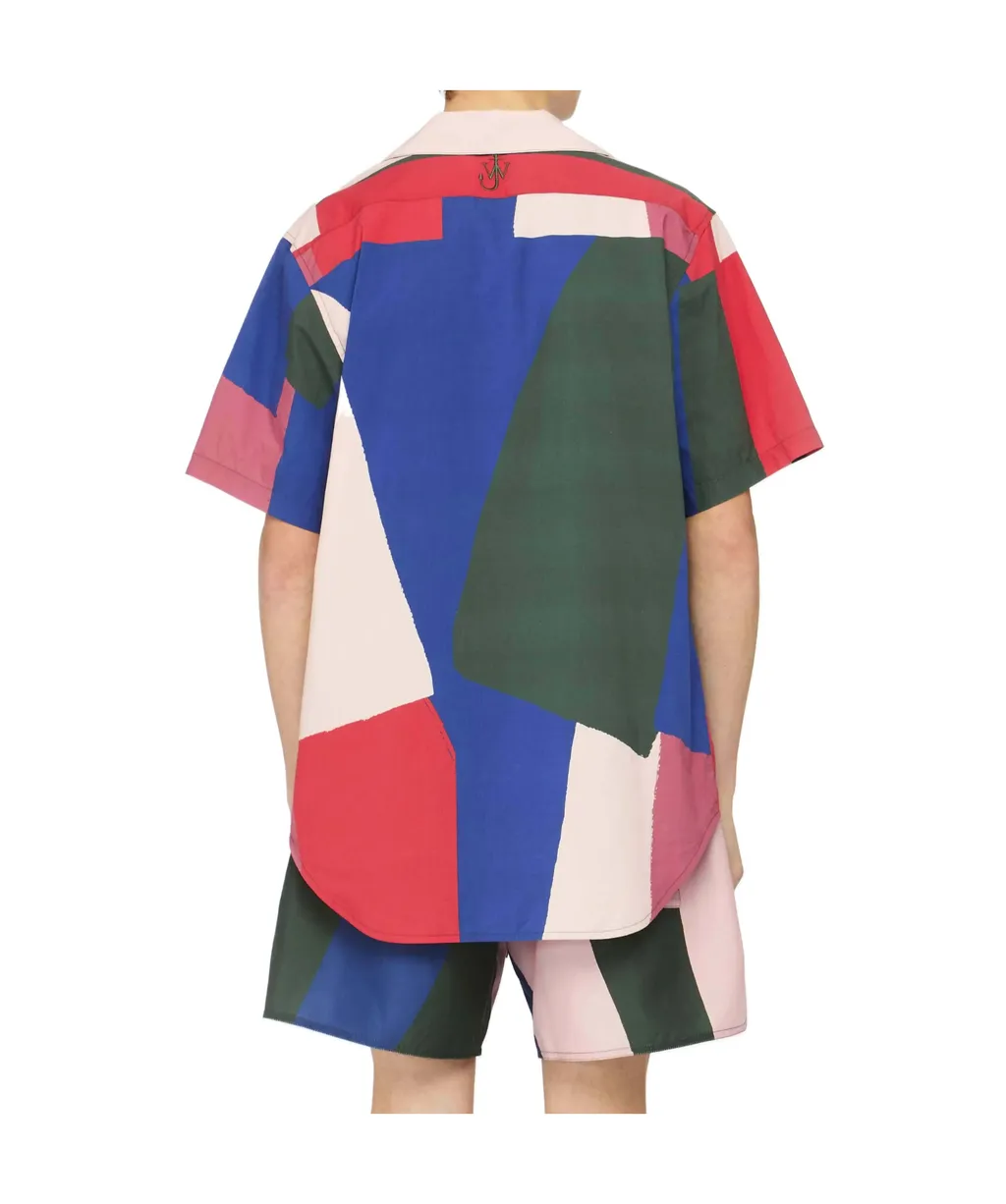 Zipped Short-Sleeve Printed Shirt