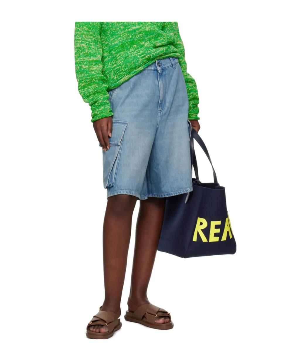 Wide Leg Cargo Denim Shorts