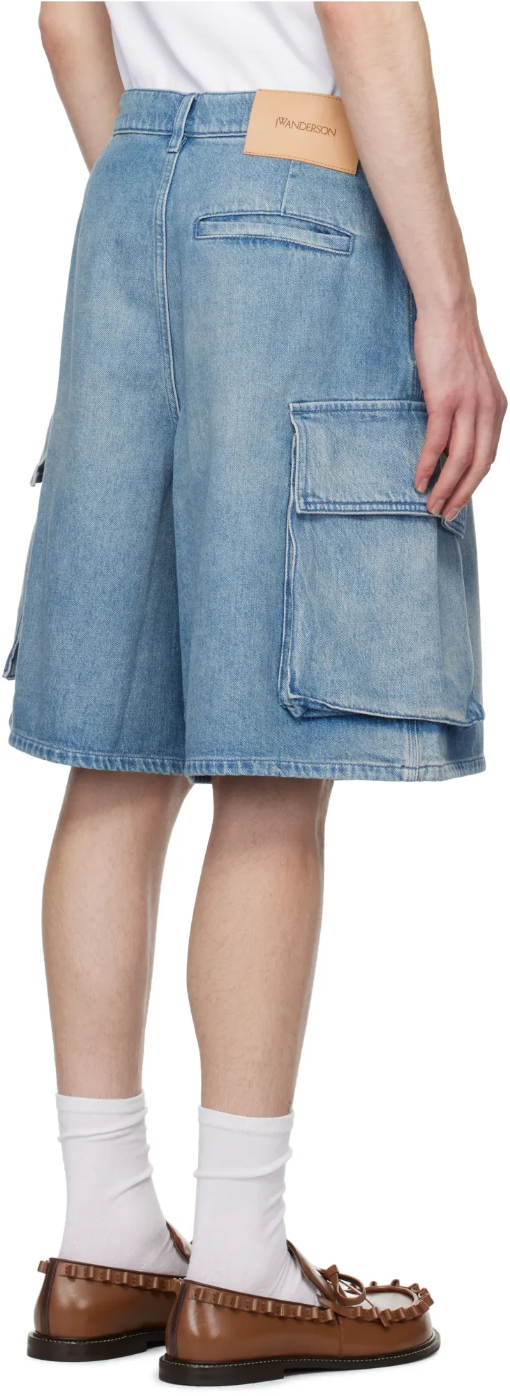 Wide Leg Cargo Denim Shorts