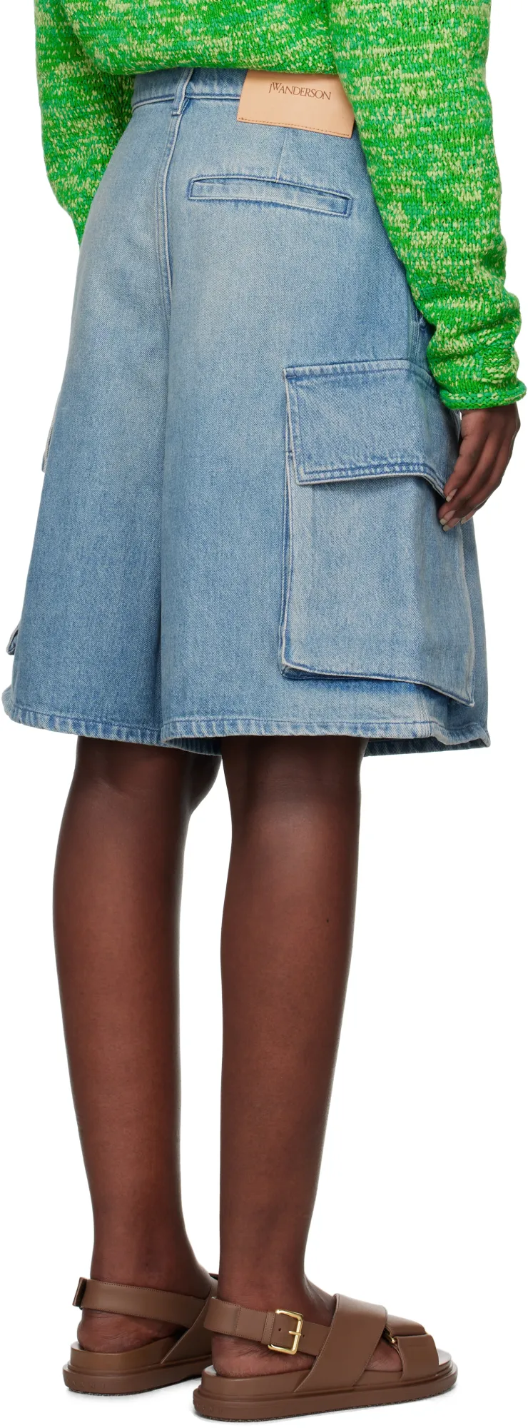 Wide Leg Cargo Denim Shorts