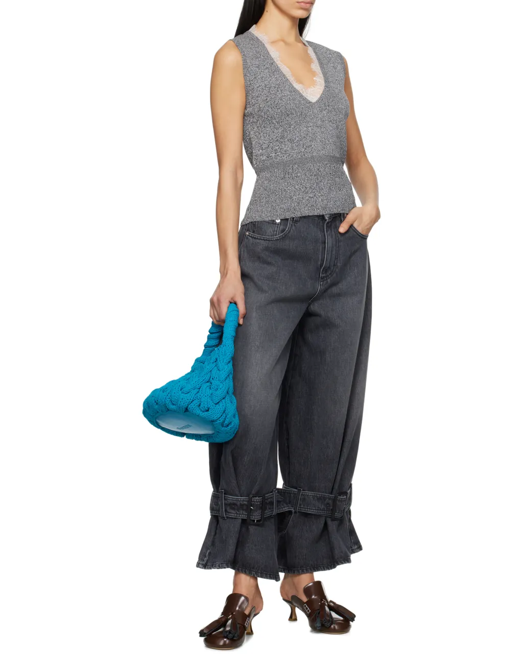 Buckled Cuff Denim Jeans
