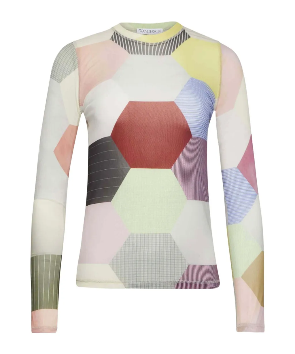 Patchwork-Printed Crewneck T-Shirt