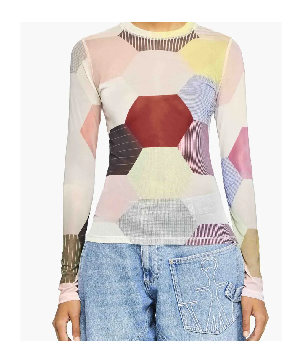 Patchwork-Printed Crewneck T-Shirt