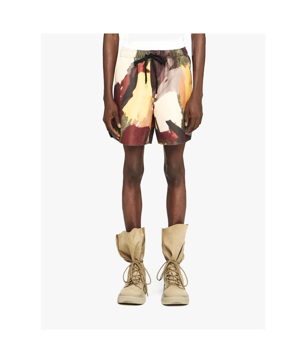 Abstract-Printed Drawstring Swim Shorts