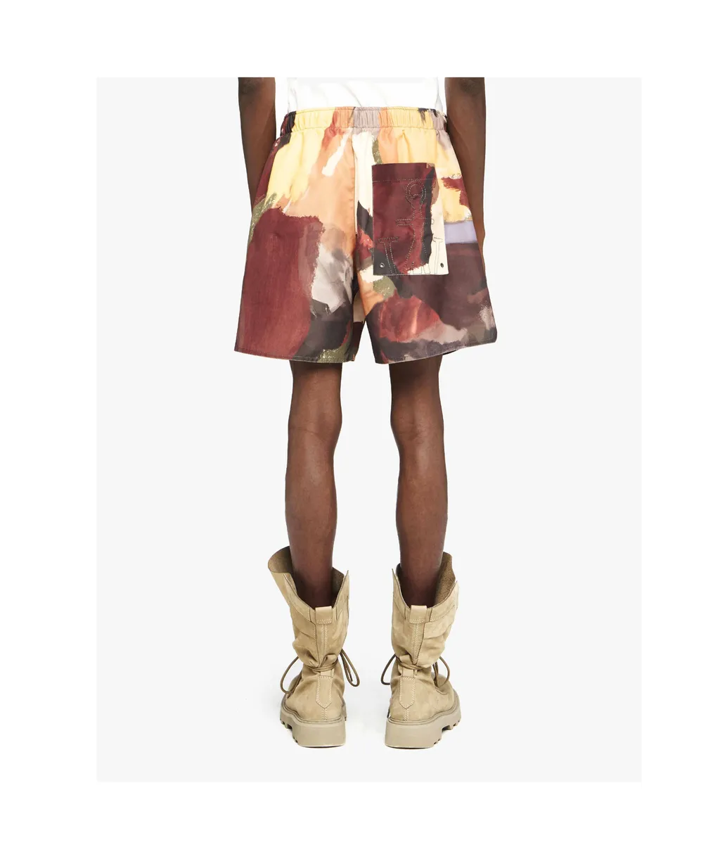Abstract-Printed Drawstring Swim Shorts