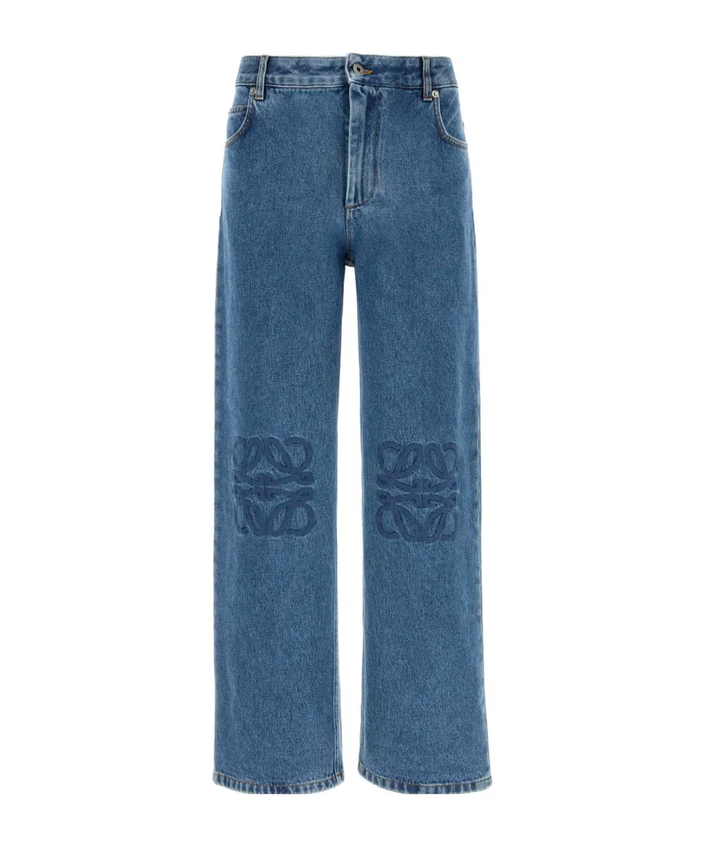 Logo-Embroidered Cotton Jeans