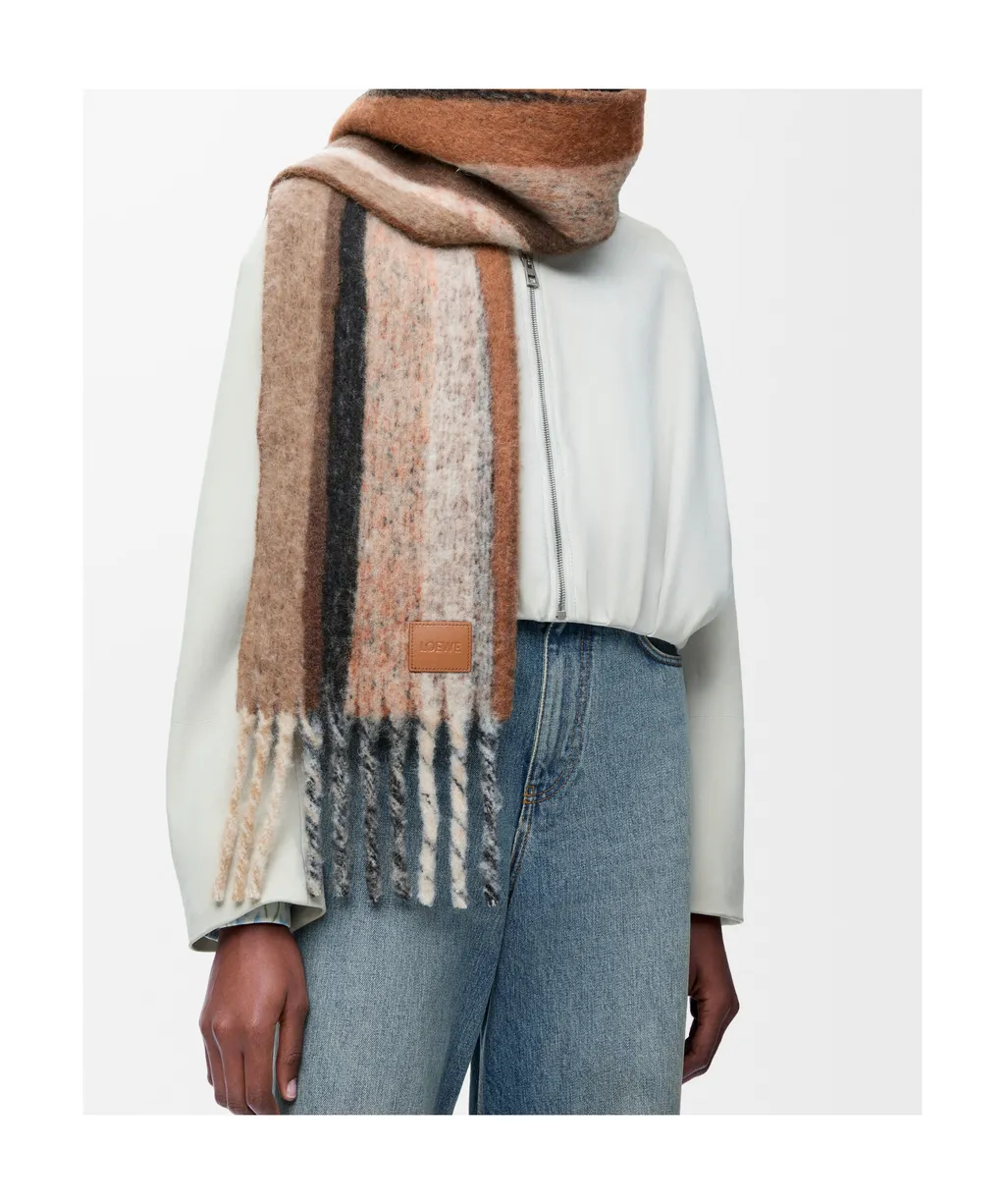 Fringed-Edge Striped Scarf