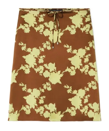 Floral-Printed Satin Skirt