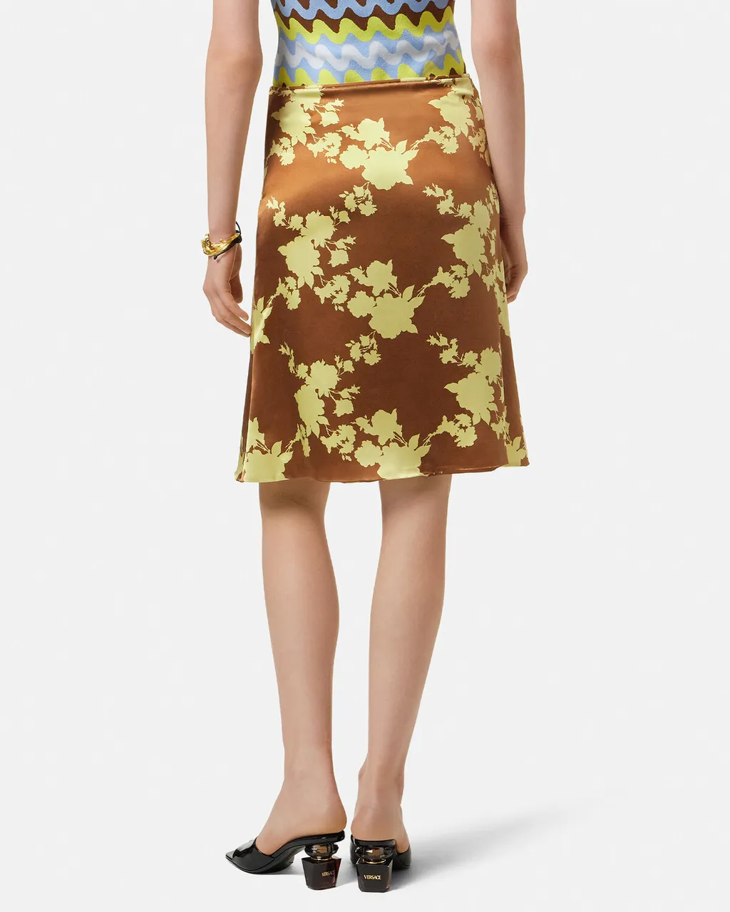 Floral-Printed Satin Skirt