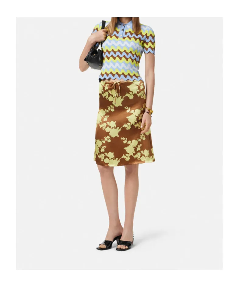 Floral-Printed Satin Skirt