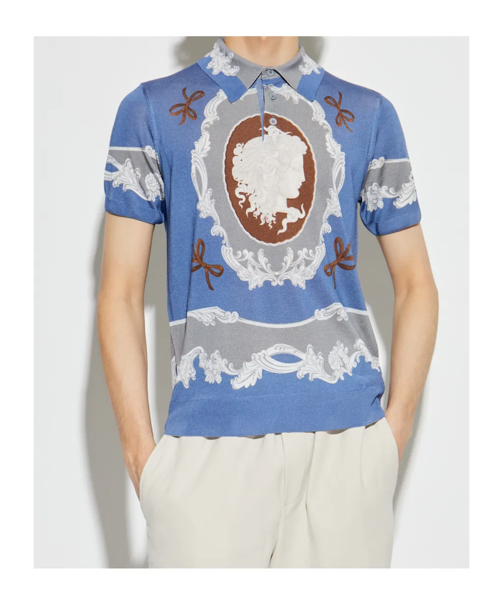 Pattern-Printed Polo Shirt