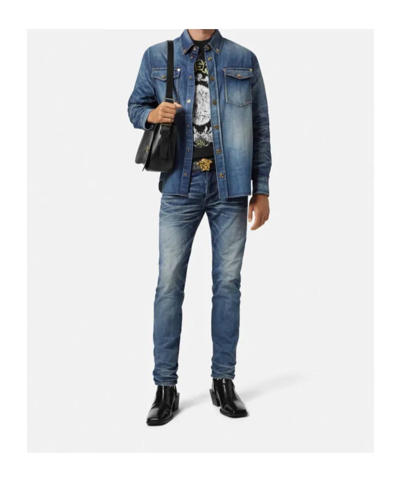 Button-Up Denim Overshirt