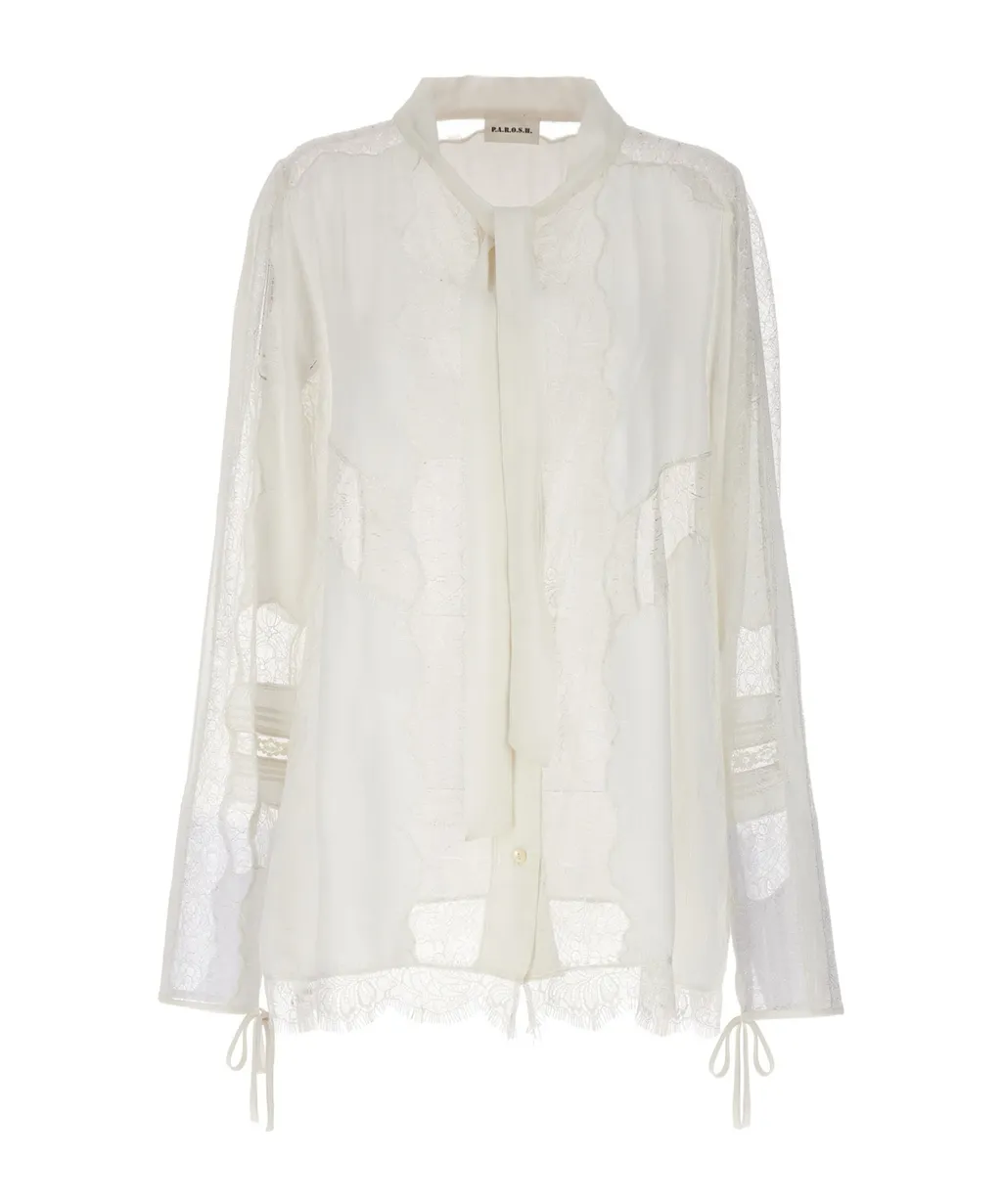 Long-Sleeved Transparent Detail Blouse