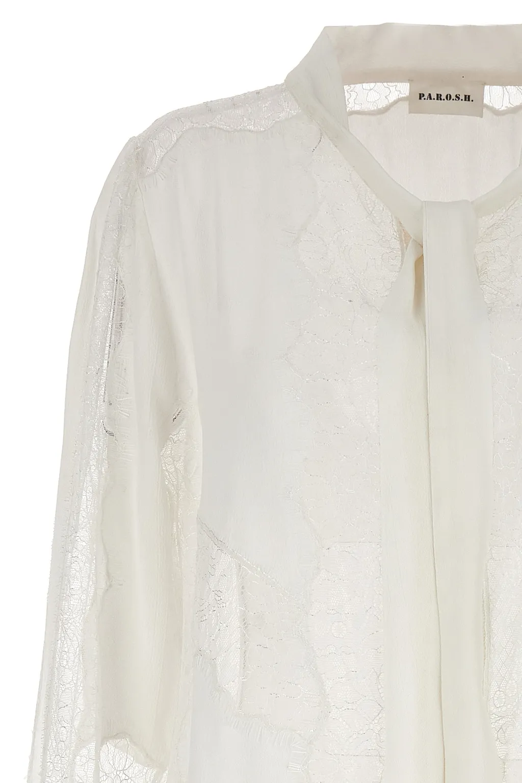 Long-Sleeved Transparent Detail Blouse