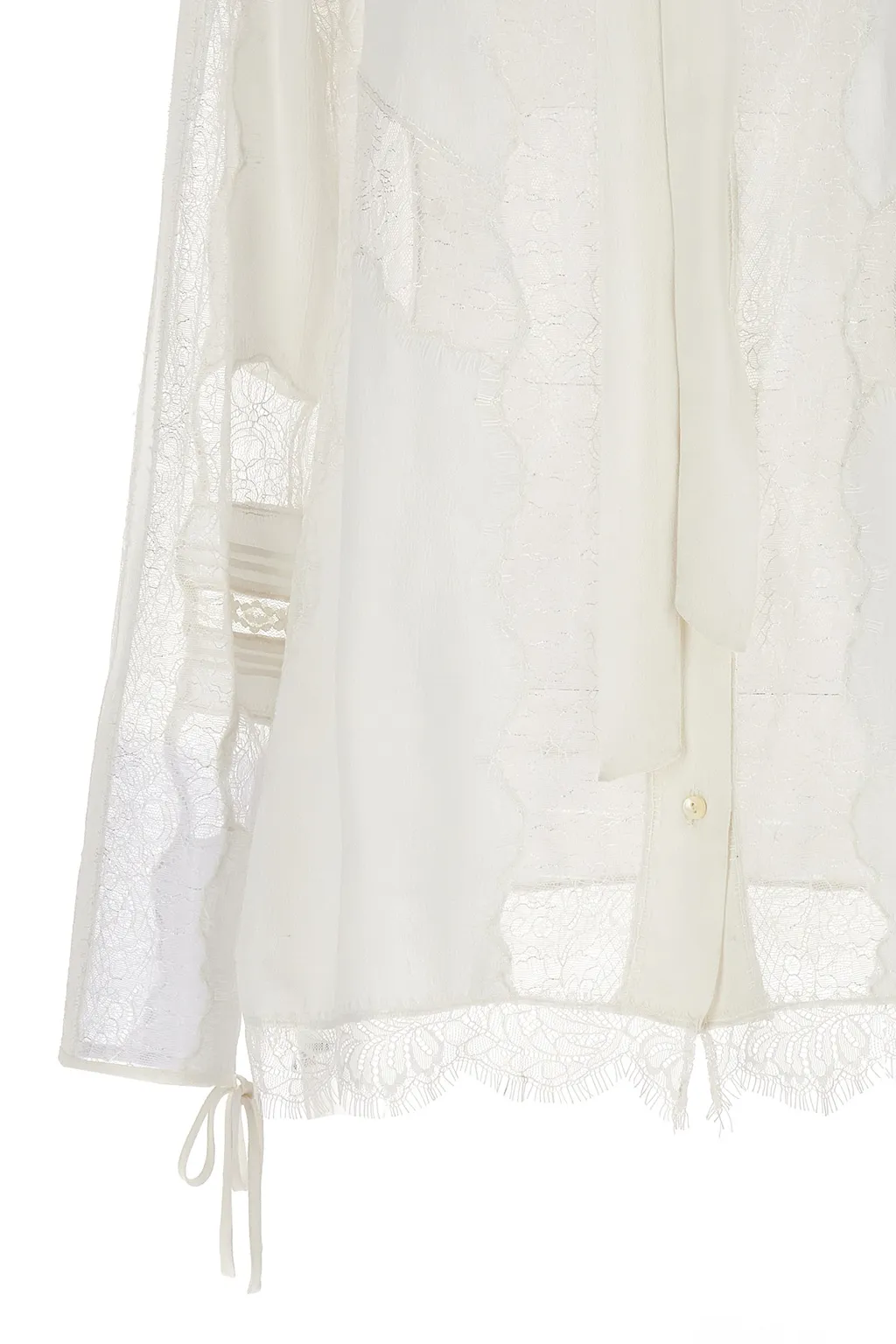 Long-Sleeved Transparent Detail Blouse