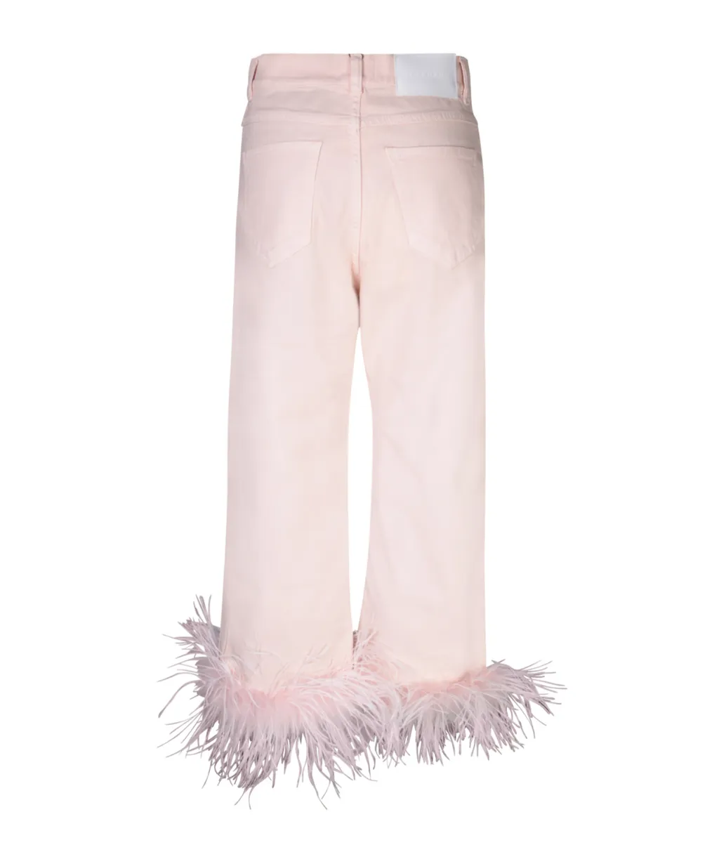 Feather-Trimmed Jeans
