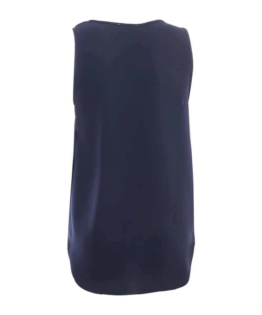 Crewneck Sleeveless Satin Blouse