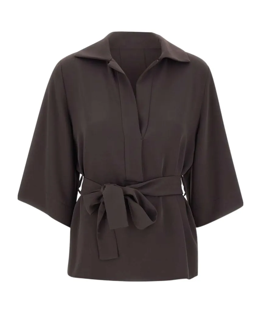 V-Neck Belted Blouse