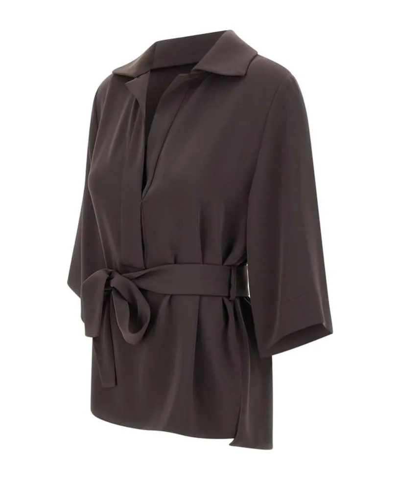 V-Neck Belted Blouse