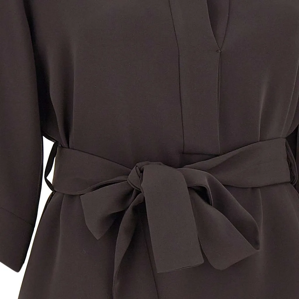 V-Neck Belted Blouse