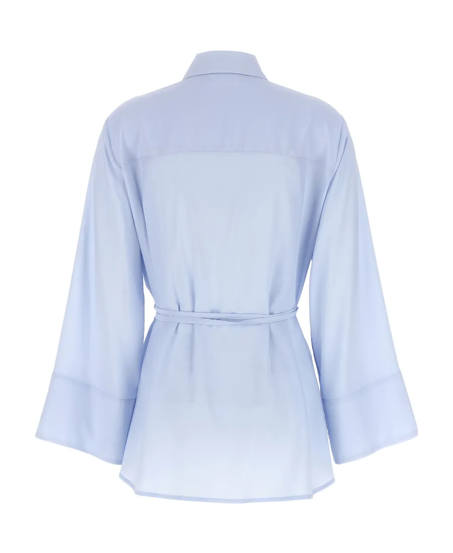 Ruffled Belted Waist Blouse