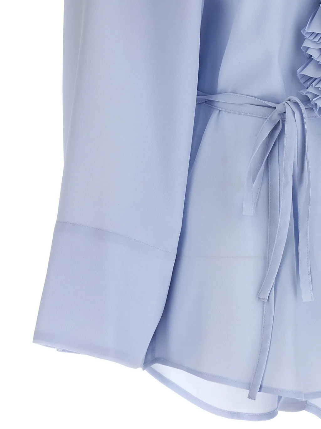 Ruffled Belted Waist Blouse