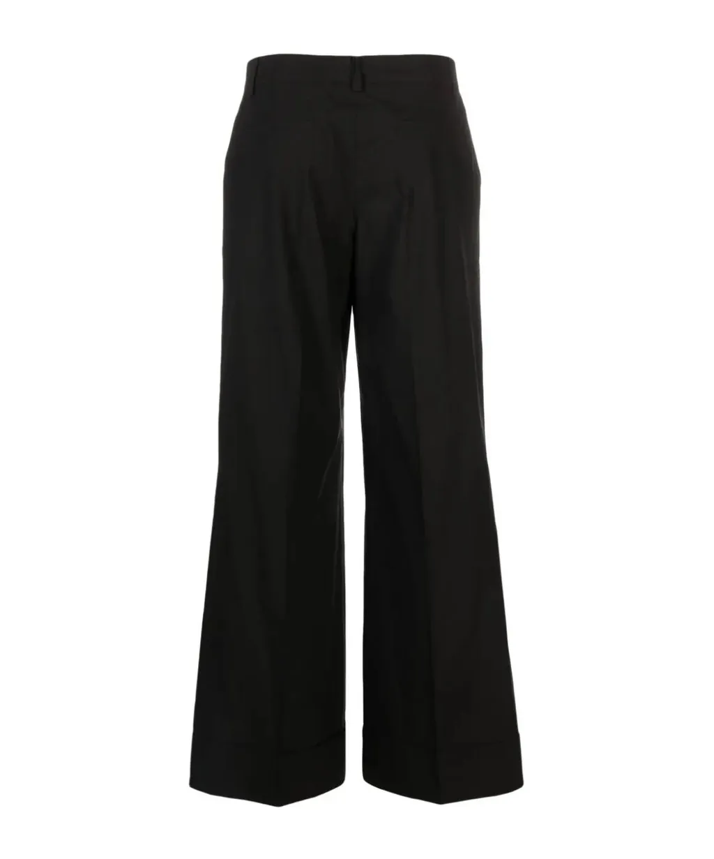 High-Waisted Cotton Tailored Trousers