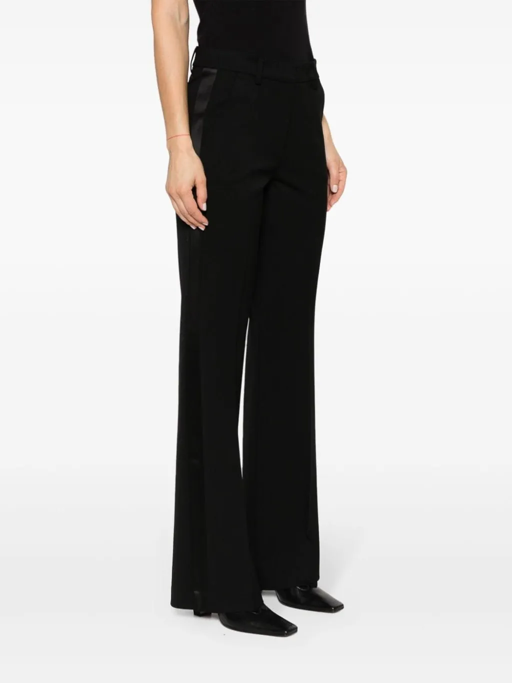 Virgin Wool Blend Flared Trousers