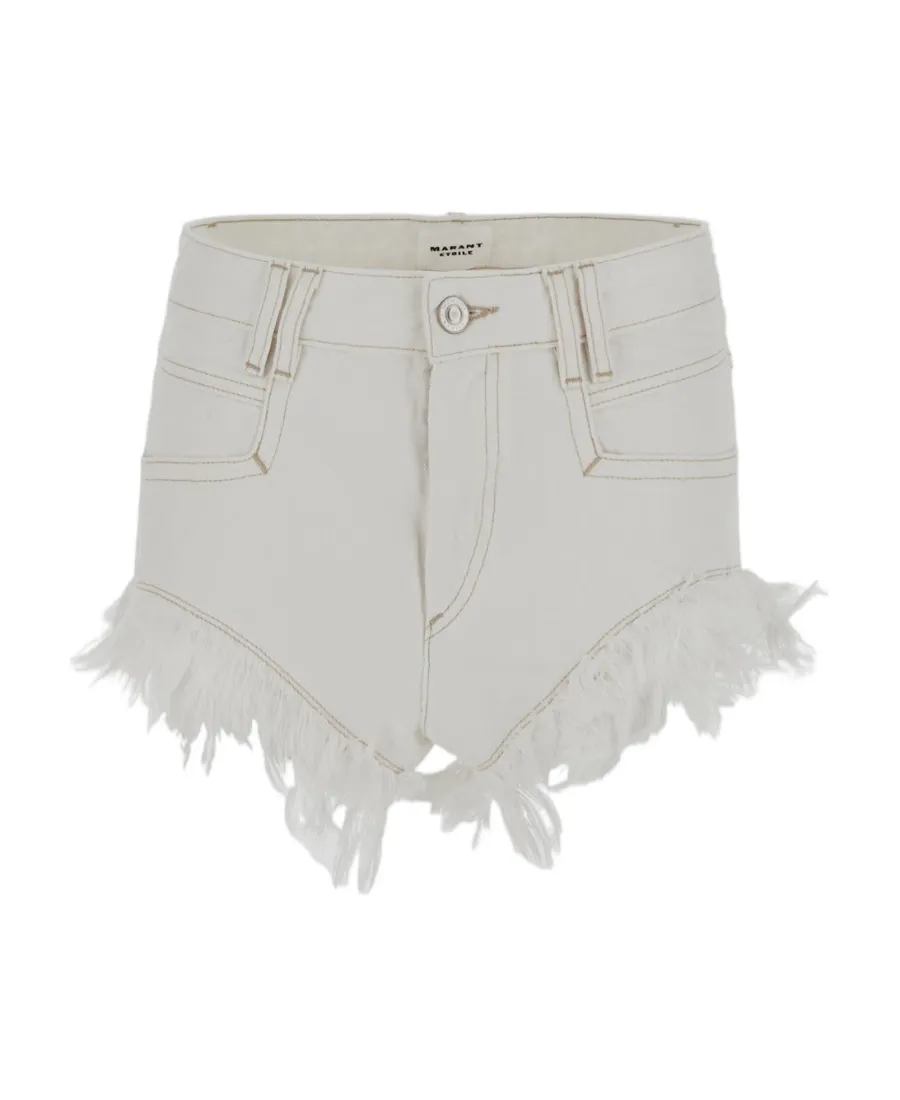 Raw-Edge Denim Shorts