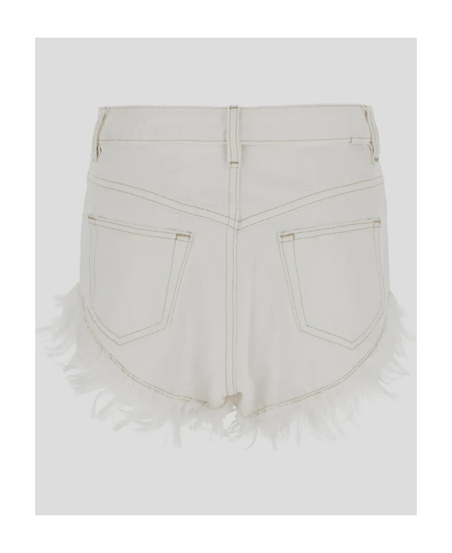 Raw-Edge Denim Shorts