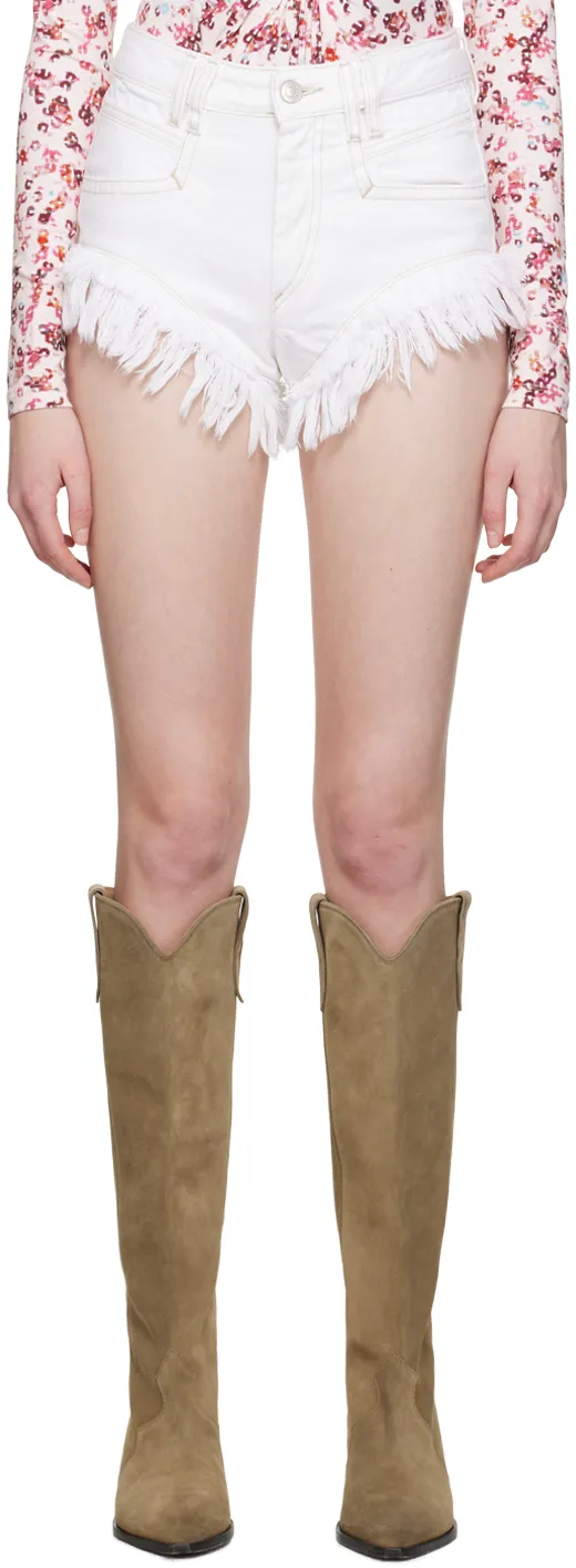 Raw-Edge Denim Shorts