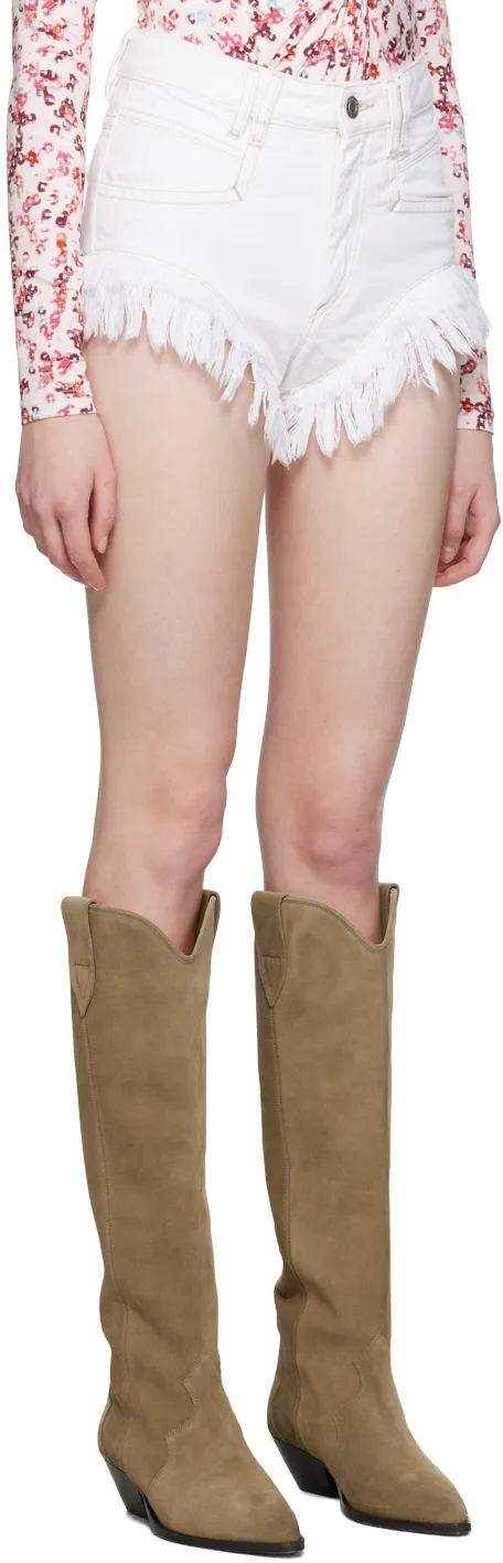 Raw-Edge Denim Shorts