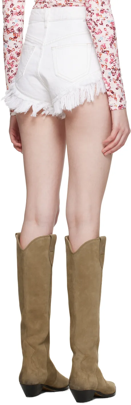 Raw-Edge Denim Shorts