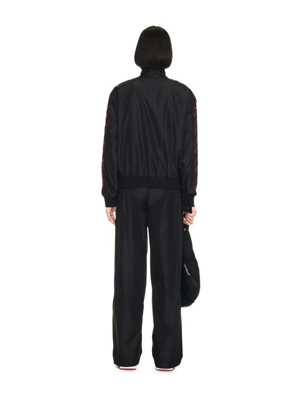 Diag-Stripe Embroidered Straight Leg Pants