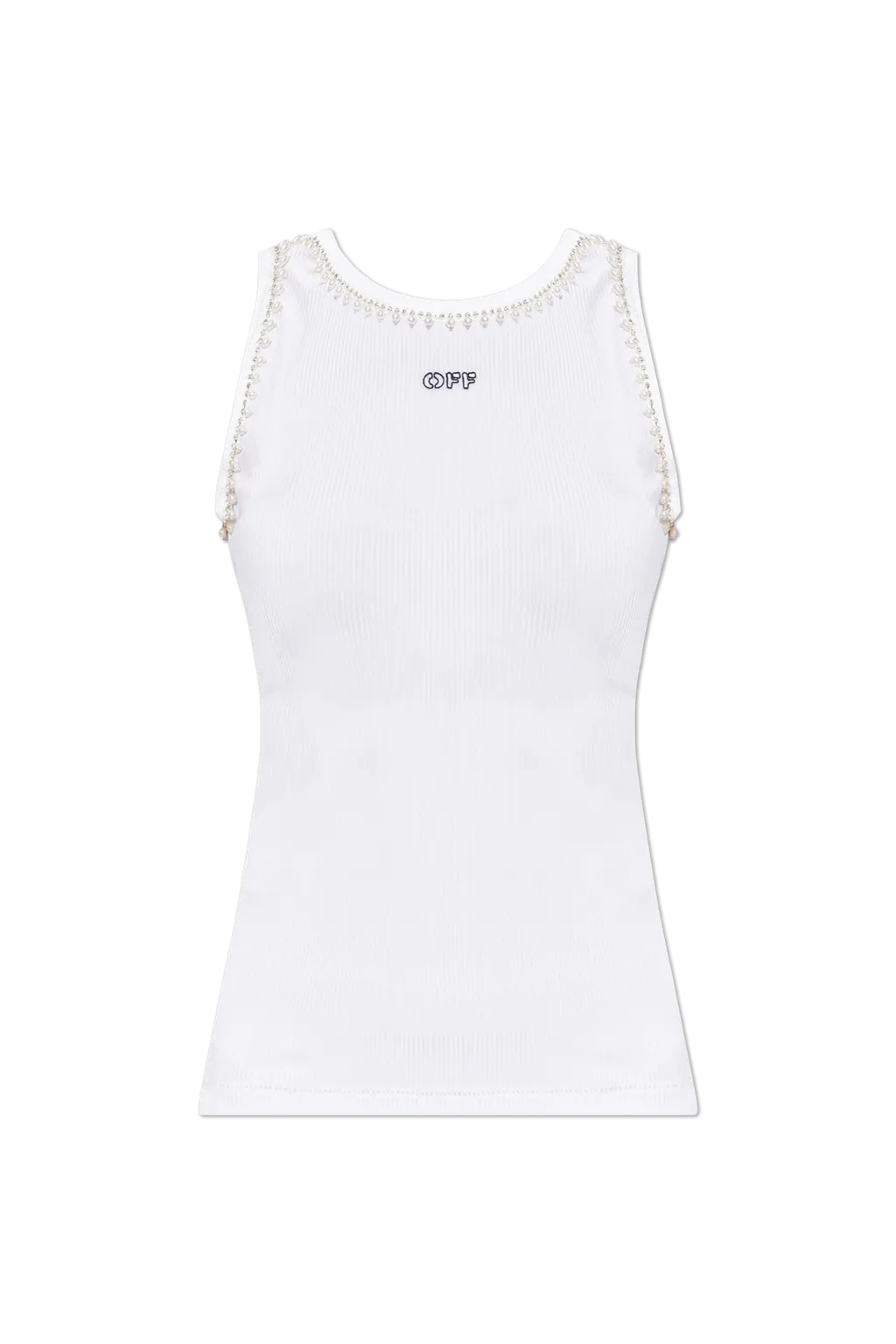 Embellished Sleeveless Ribbed Top