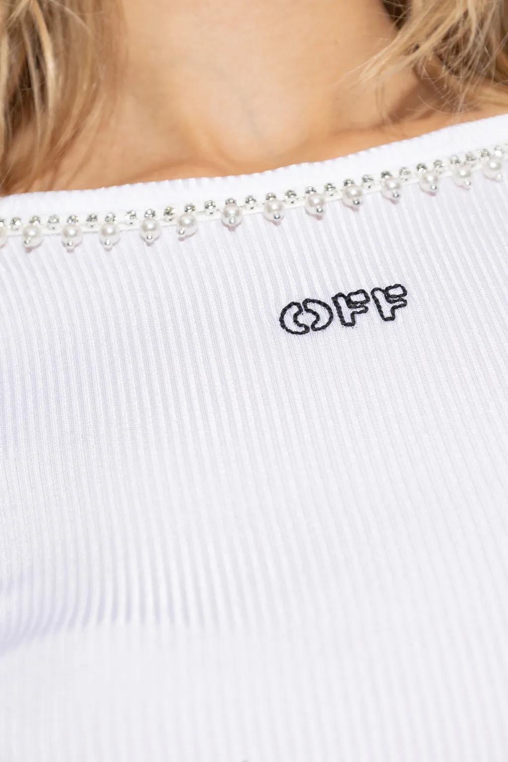 Embellished Sleeveless Ribbed Top