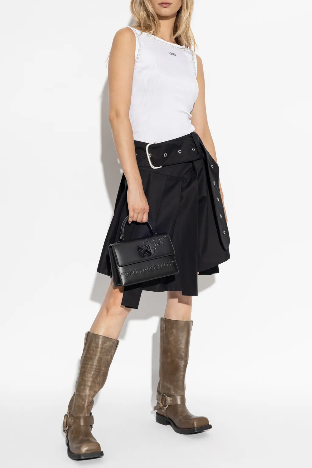 Embellished Sleeveless Ribbed Top