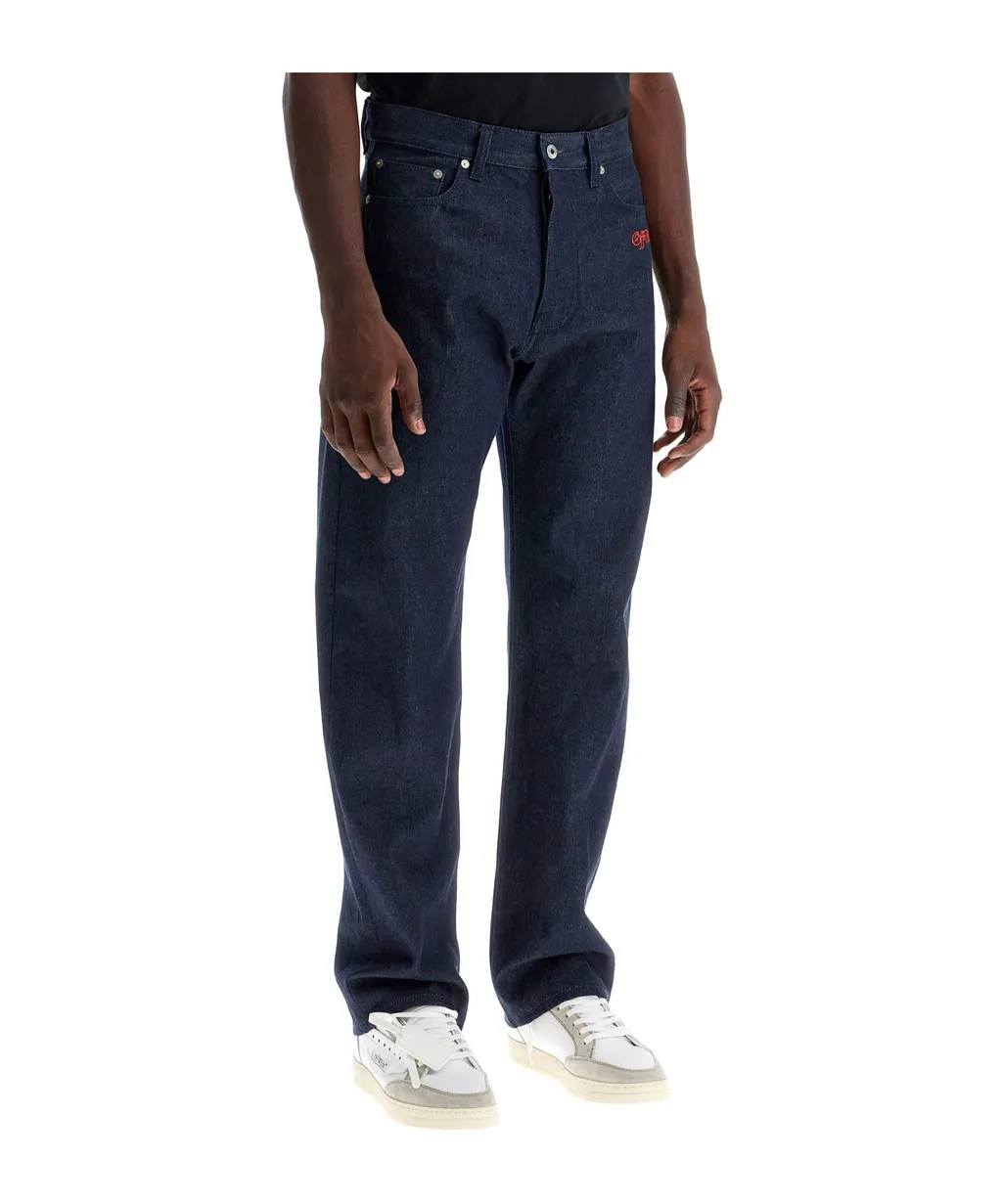 Logo Embroidered Straight Leg Jeans