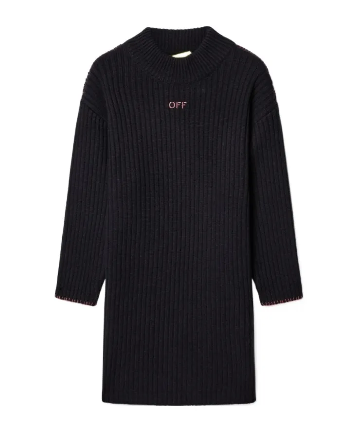 Off Stamp Ribbed-Knit Dress