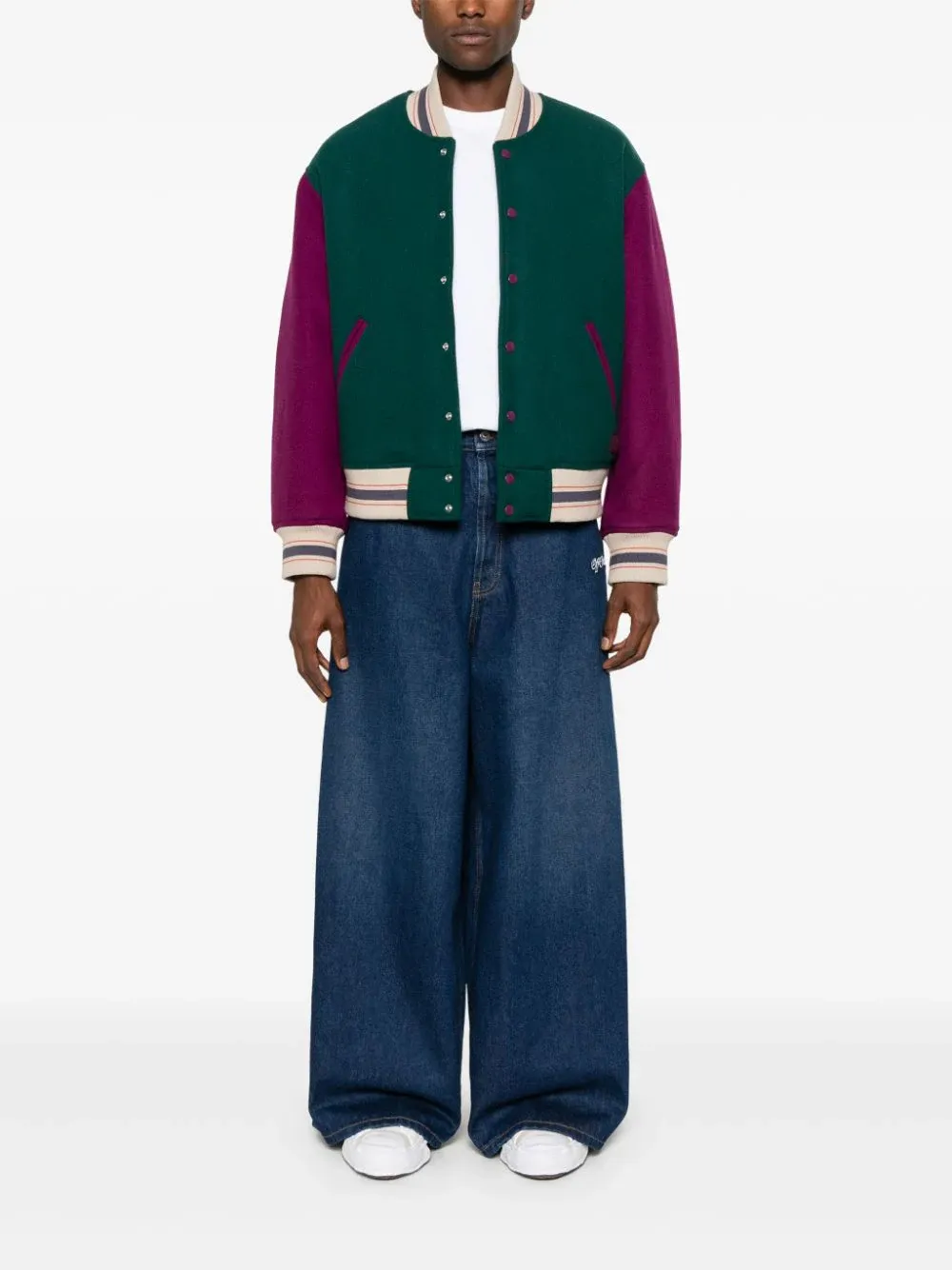Logo Embroidered Wide Leg Jeans