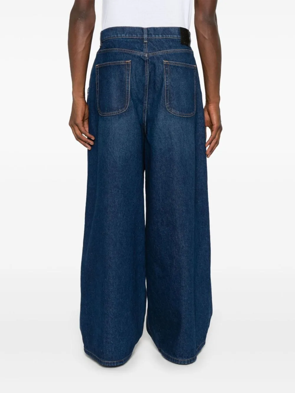 Logo Embroidered Wide Leg Jeans